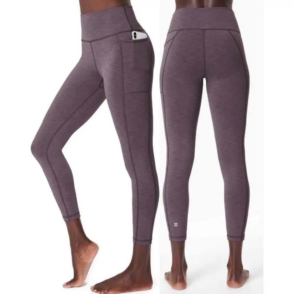Sweaty Betty London Super Sculpt High Waist 7/8 Leggings in Fig Purple